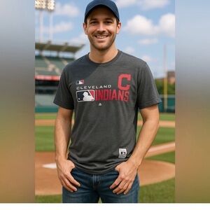 Majestic Cleveland Indians Dark Gray T-Shirt